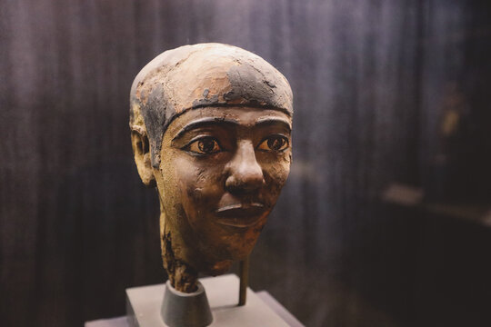 Saqqara, Egypt - November 02, 2021: Ancient Egyptian exhibits in the Imhotep Museum, located near the Saqqara necropolis complex in Lower Egypt