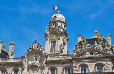 Fototapeta na wymiar Architectural fragment of Lyon town hall, France