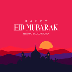 Illustration of Mosque eid mubarak vector