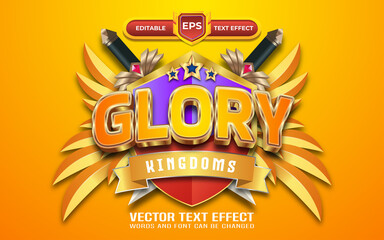 Glory game logo with editable text effect and golden style