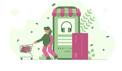 Woman shopping online