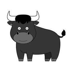 Cute cartoon vector illustration of a bull