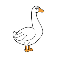 Cute cartoon vector illustration of a goose