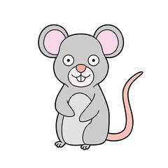 Obraz na płótnie Canvas Cute cartoon vector illustration of a mouse