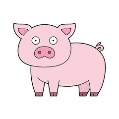 Cute cartoon vector illustration of a pig