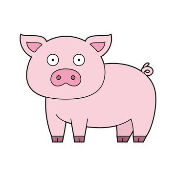 Cute cartoon vector illustration of a pig
