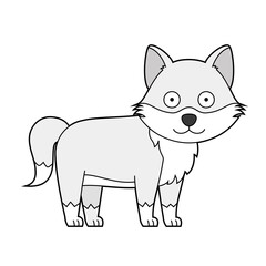 Cute cartoon vector illustration of an arctic wolf