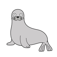 Cute cartoon vector illustration of a seal
