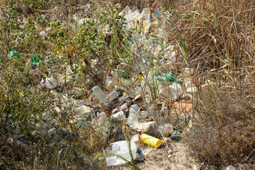 plastic garbage thrown into the environment