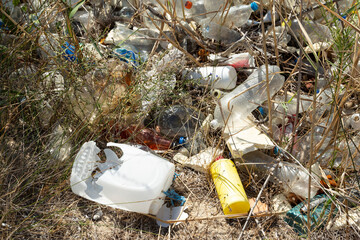 plastic garbage thrown into the environment