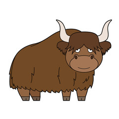 Cute cartoon vector illustration of a yak