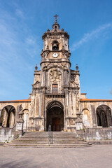 Fototapeta na wymiar Parish of San Martin in the goiko square next to the town hall in Andoain, Gipuzkoa. Basque Country