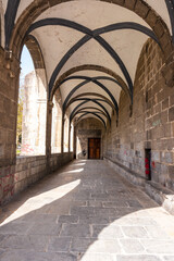 Fototapeta na wymiar Arches inside the Parroquia de San Martin in the goiko square next to the town hall in Andoain, Gipuzkoa. Basque Country