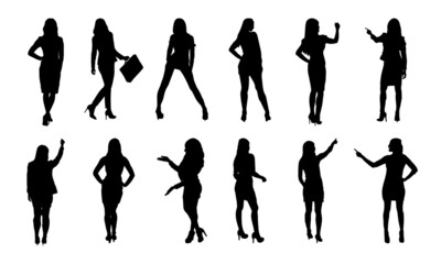 Vector silhouettes of ladies. sexy women silhouette Premium Vector