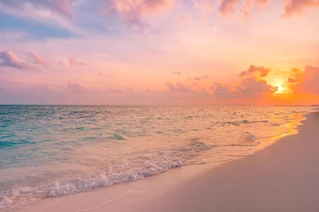  Closeup sea sand beach. Beautiful beach landscape. Inspire tropical beach seascape horizon. Dreamy sunset sky calm tranquil relax sunset summer mood. Positive energy, meditation summer tropical island © icemanphotos