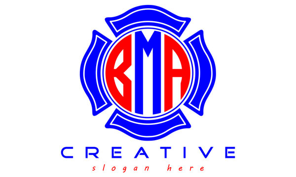 BMA three letters circle monogram initial geometric curves logo design