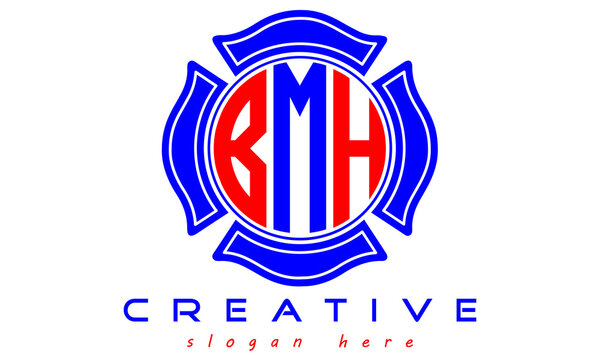 BMH three letters circle monogram initial geometric curves logo design