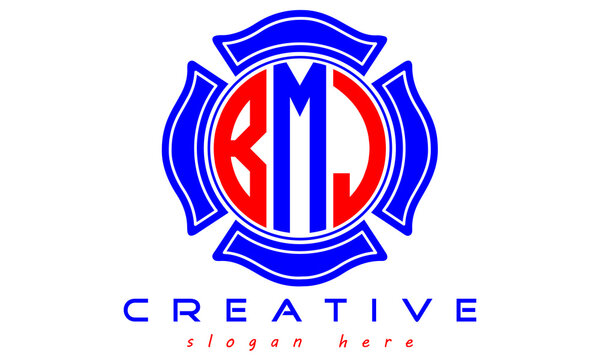 BMJ three letters circle monogram initial geometric curves logo design