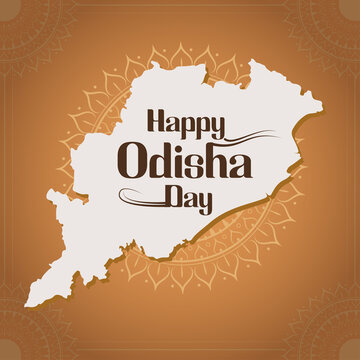 Happy Odisha Day, Utkal Divas, Hindi typography translate: Happy Odisha Day in indian state celebration