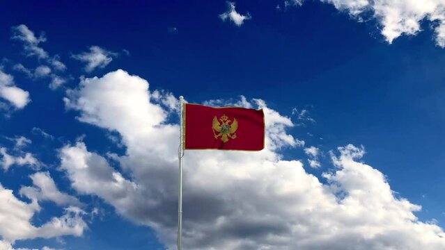 Montenegro flag, flag fluttering like in the wind