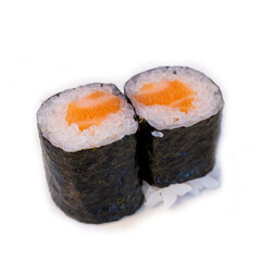 Sushi roll pieces with salmon. traditional Japanese cuisine,