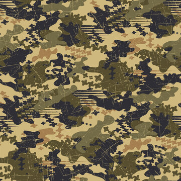 Grunge abstract camouflage mimetic wallpaper vector seamless pattern