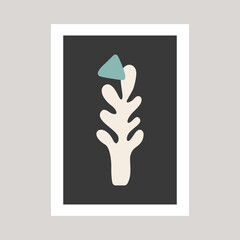Abstract poster with sea coral and one abstract shape drawing.
