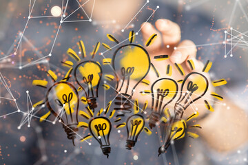 Neural network 3D illustration. Big data and cybersecurity