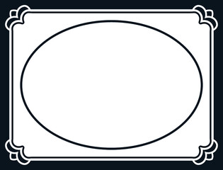 Rectangular vintage vector banner or label template with oval frame for your image or photo