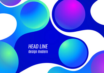 Colored gradient bubbles and rounded geometric shapes, fluid on white. Geometric minimal abstract background for wallpaper, banner, background, landing page. Vector