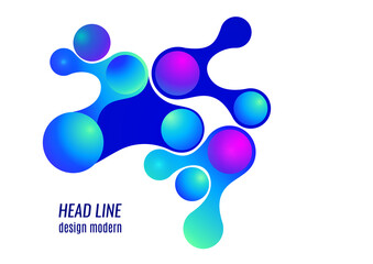 Colored gradient bubbles and rounded geometric shapes, fluid on white. Geometric minimal abstract background for wallpaper, banner, background, landing page. Vector