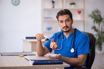 Young male doctor cardiologist working in the clinic