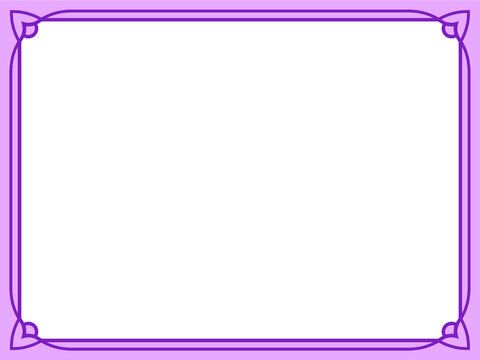 Purple pink horizontal vintage background with border frame. Vector banner or label template