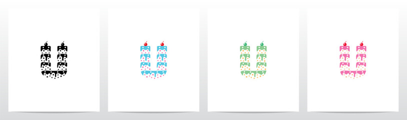 Multilevel Cake Letter Logo Design U © recehan