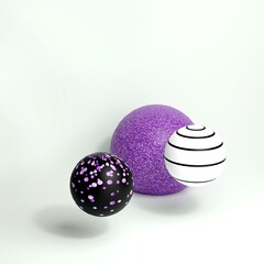 3D rendering trendy background violet balls shape