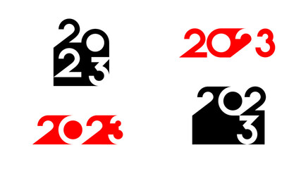 Set of flat icons happy new year 2023, different compositions of numbers