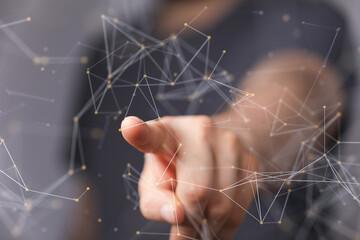 Digital technology background. Network connection dots and lines.