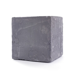 Concrete cube or cement block isolated at white background. Construction brick