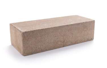 Cement brick isolated at white background. Construction brick