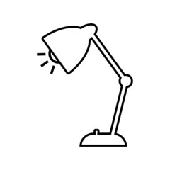 Table lamp line icon. Modern balanced or floating arm desktop lamp. Vector Illustration