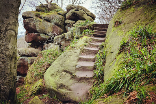 Rowtor Rocks in Birchover, Peak District, UK