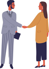 Fototapeta premium Business People Shaking Hands Cartoon Illustration