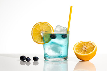 Blue gin and tonic with blueberries