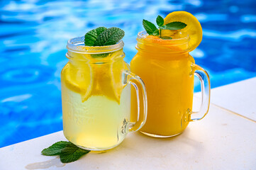 Cold drink lemonade on the background