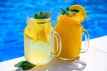 Cold drink lemonade on the background