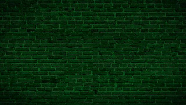 Brick wall green background. Moving background.