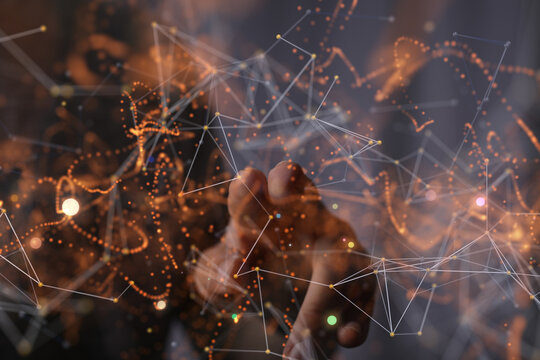 Neural network concept. Connected cells with links.