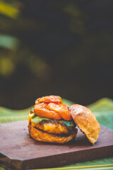 Hamburgers and fries handmade burgers