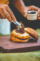 Hamburgers and fries handmade burgers