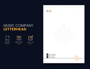 music company letterhead deisgn template with yellow colors